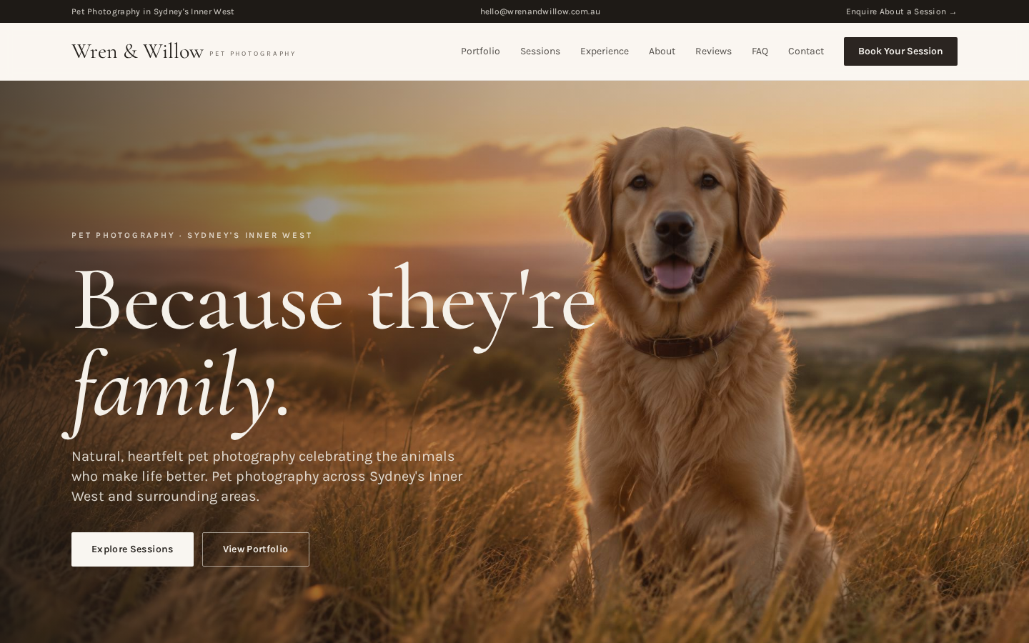 Pet Photography Website live homepage preview